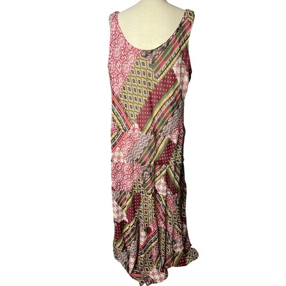 Jones Studio Women's Maxi Dress in Faux Patchwork Print in Pink Green Size 22W - Picture 4 of 8